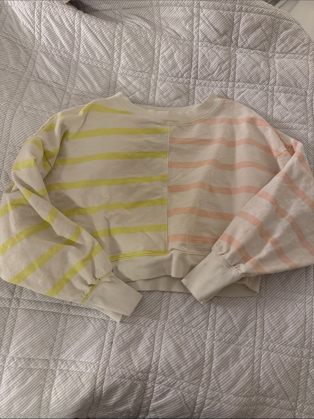 Daily Practice Striped Pastel Sweater - Cream with Yellow & Peach Stripes